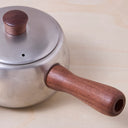 TEA POT WITH WOOD SIDE HANDLE